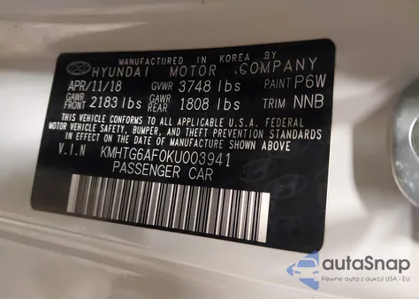 2019 Hyundai Veloster 2.0 z USA, uszkodzony, nr VIN KMHTG6AF0KU003941